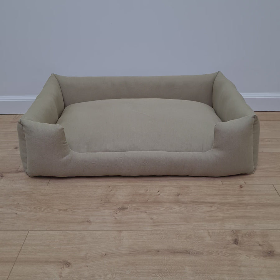 Natural Hemp Linen Dog Bed Olive Beige Linen Fabric filled organic Hemp Fiber filling - Pet Mat - house for cats dogs organic gift for dog