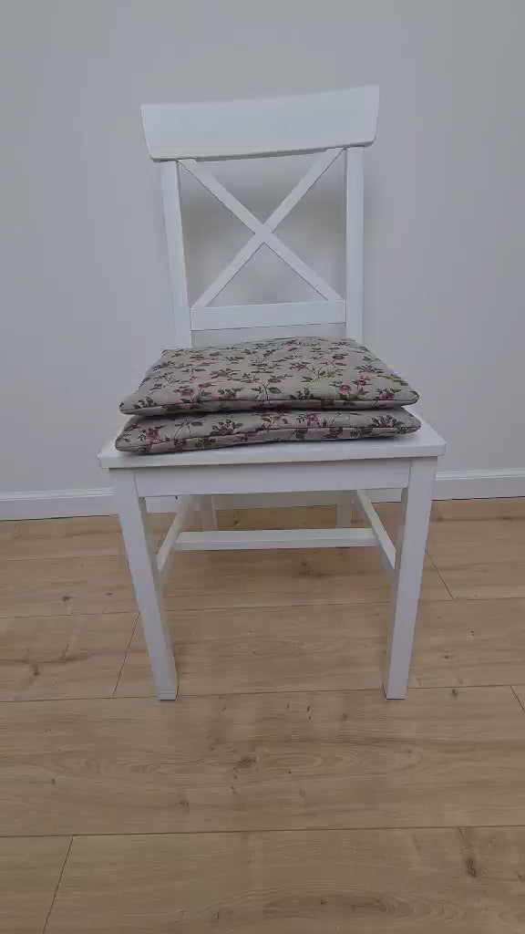 13" x 13" (33x33 cm) Hemp Linen seat cushion for chair with ties filled organic hemp fiber in natural linen fabric Chair Cushion Pillow seat