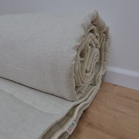 Natural Hemp Linen Blanket quilt in stripe - milky soft Linen fabric filled organic Hemp fiber - Full Twin Queen King Custom Size