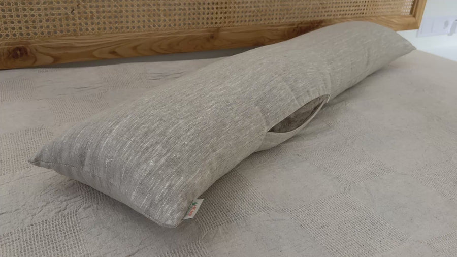 Hemp Body Pillow Filled Breathable Hemp Fiber Filler in Natural Linen Fabric Side Sleeper Support Pillow with regulation height