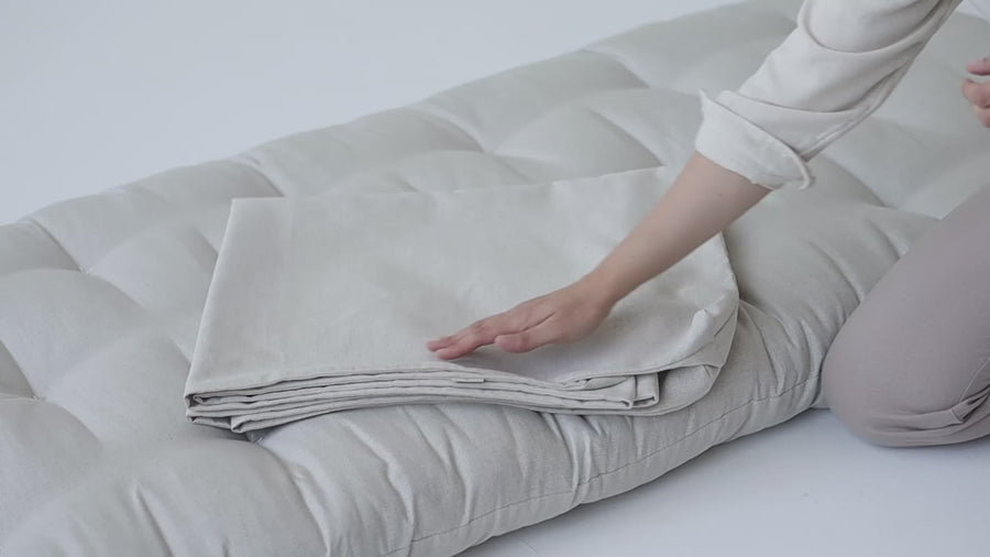Removable Hemp Cover with Zipper for shikibuton mattress 3" thik / Natural Hemp Fabric / Custom size / Queen Full, Twin, King / Eco-friendly
