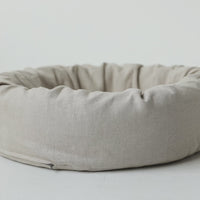 Unique Round Hemp Linen Pet Bed Cot with Removable Washable Natural Non-dyed Linen Cover Filled Organic Hemp Fiber house eco-friendly Gift