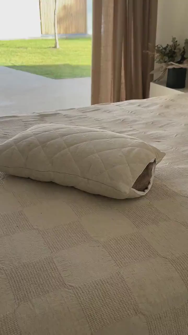 HEMP Pillow filled organic HEMP FIBER in Linen/Cotton fabric regulation height/Hemp pillow/ Hypoallergenic Bed Pillow Eco pillow