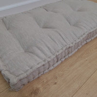 Hemp Custom madeWindow Mudroom Floor bench cushion filled organic hemp fiber in natural non-dyed linen fabric unique all natural pillow