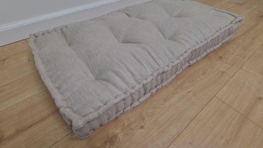 Hemp Custom madeWindow Mudroom Floor bench cushion filled organic hemp fiber in natural non-dyed linen fabric unique all natural pillow