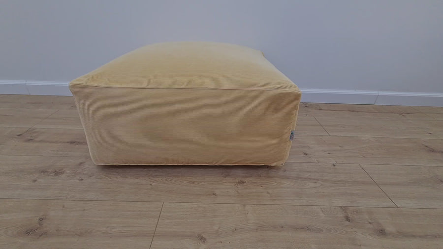 24"x24" (60х60 cm) Unique HEMP Floor Cushion filled organic Hemp Fiber with removable Cover settee ottoman Marogan in yellow marshmallow