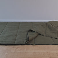 Organic HEMP Sleeping bag HEMP dark green fabric filled organic Hemp fiber filling - Hemp sleep bag / blanket quilt, hand made