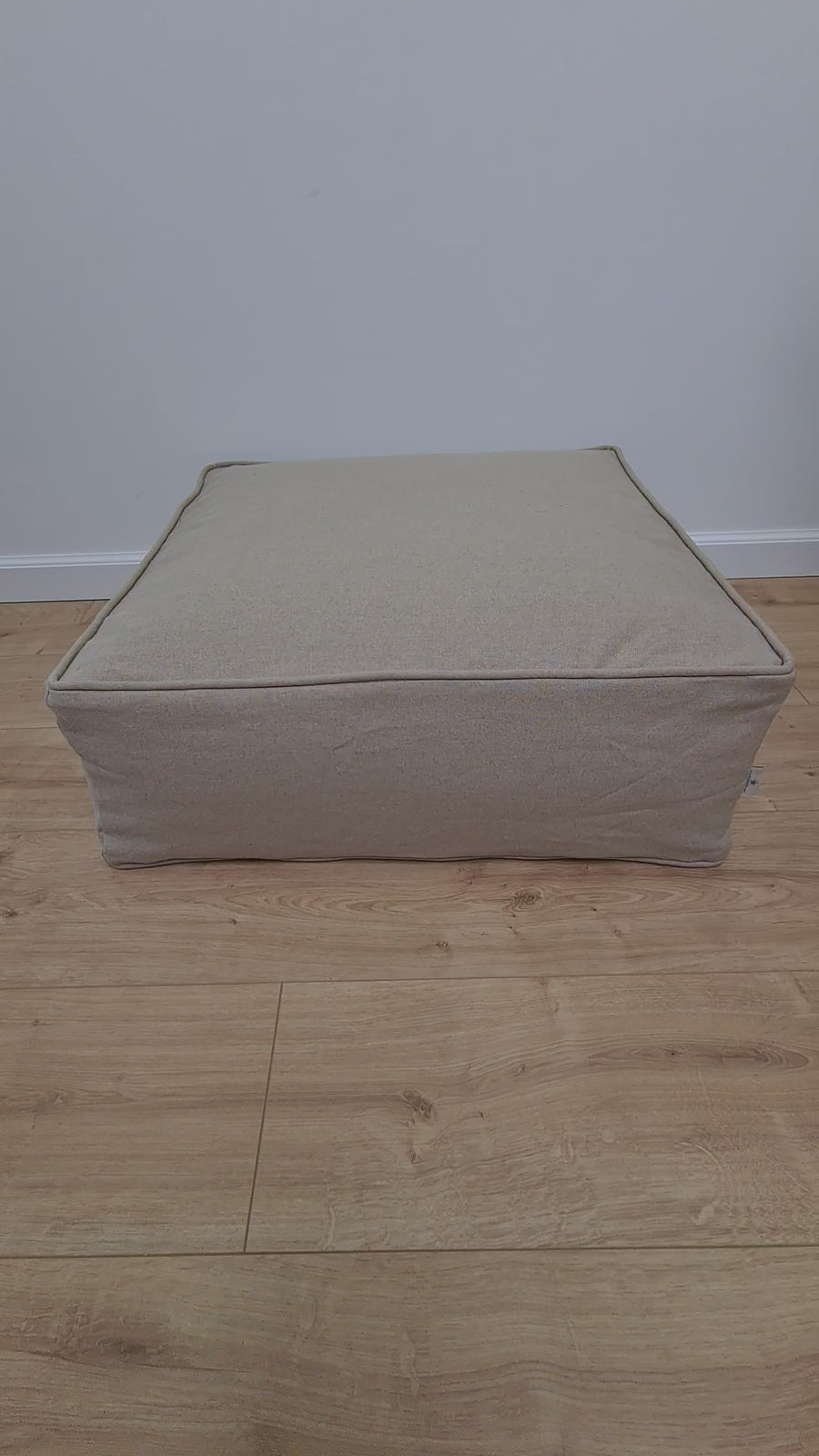 Unique HEMP Floor Cushion Marogan filled organic Hemp Fiber with removable Cover with zipper in natural linen fabric couch settee ottoman