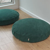 Round Hemp Cushion with Removable Green Velvet Cotton Cover Hemp Fiber Filling in Italian velvet fabric Floor cushion pillow custom made