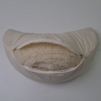 Linen cresсent cushion filled Wool filler Yoga Meditation Crescent pillow