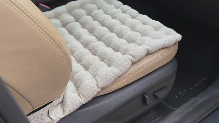 Linen Car lower Seat Cover Pad filled Organic Buckwheat Hulls in Linen Fabric Massage bottom Seat Cover Buckwheat Organic Hand Made