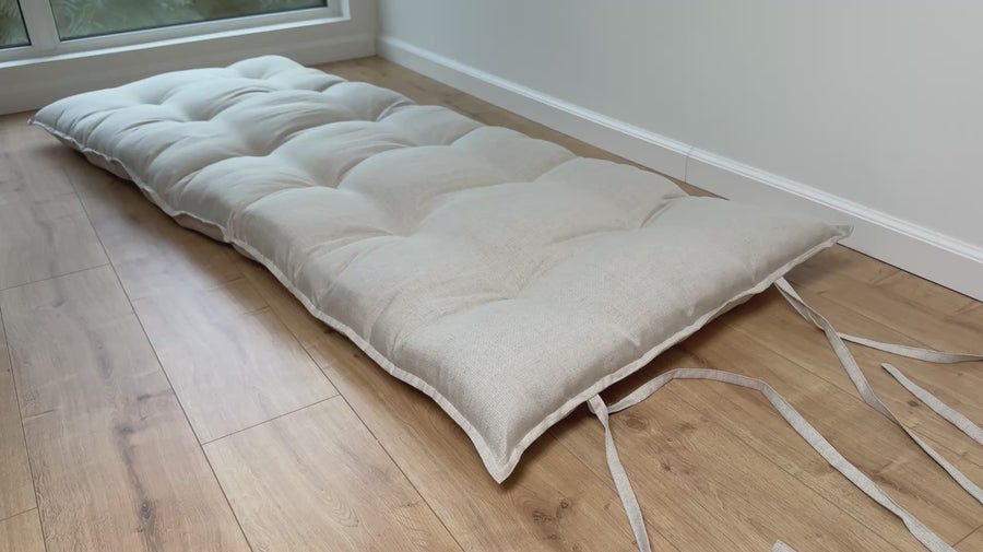 HEMP Topper / Futon / Shikibuton Mat 3” thick filled organic hemp fiber filler in Hemp fabric Custom Size Hand made