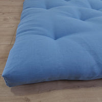 Organic Play mat filled HEMP Fiber in blue linen fabric Nursery Baby Blanket Blanky padded