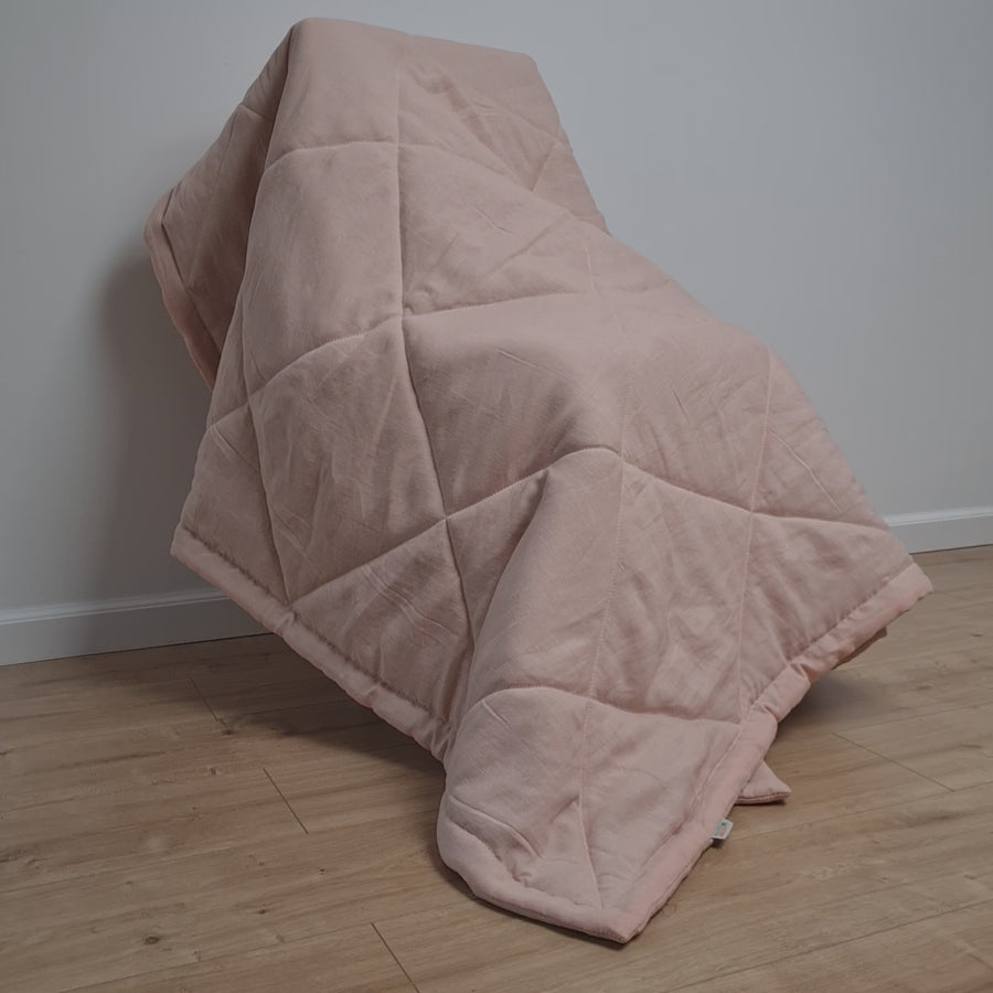 HEMP Linen viscose Blanket organic Hemp fiber filling in Natural Tender Peach Linen viscose Fabric cozy organic hand made Quilted blanket