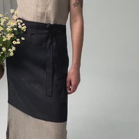 HEMP Black Apron waist apron, natural hemp bistro apron half apron with pockets Personalized Embroidery Apron for women, men