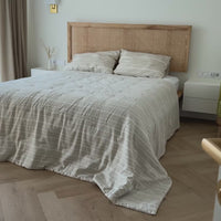 Organic Hemp Linen Quilt Blanket Hemp Fiber Fill, "Country stripes" quilted