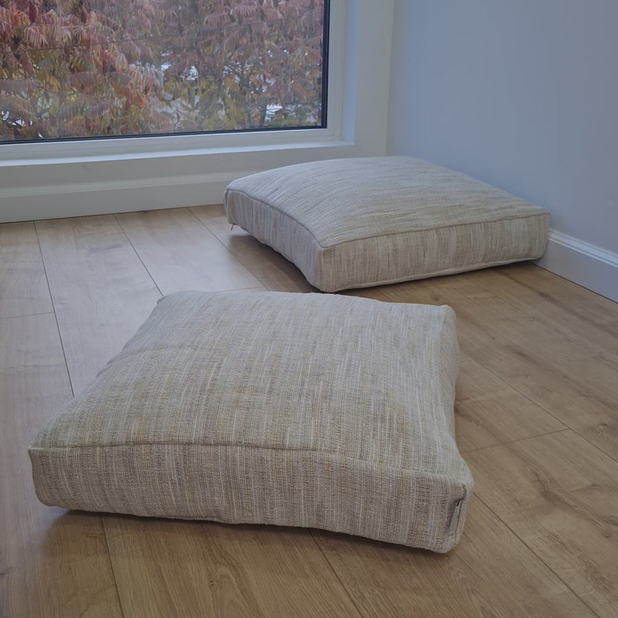 Hemp cushion with removable cover Hemp fiber filling in cotton fabric with linen cover Floor cushion custom made size (Copy)