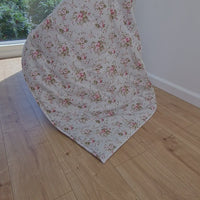 Natural Hemp Blanket in Roses on Mint natural cotton fabric filled organic Hemp fiber filler Full Queen King Custom size Blanket
