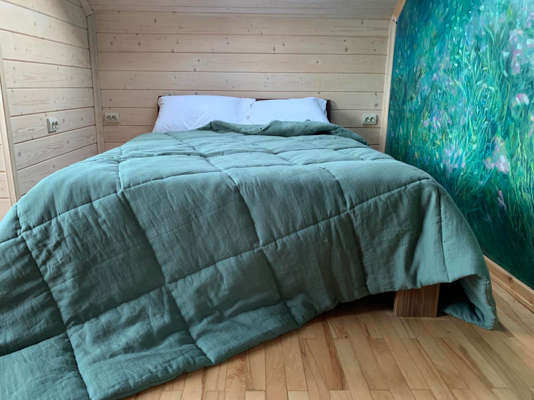 Thick Natural HEMP Linen Comforter "Wood breeze" Blanket Duvet Insert Hemp filler in natural linen fabric Full Twin Queen King Custom size