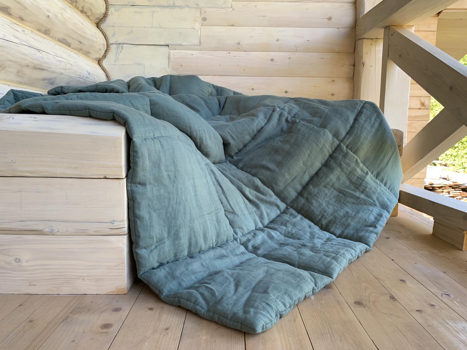 Thick Natural HEMP Linen Comforter "Wood breeze" Blanket Duvet Insert Hemp filler in natural linen fabric Full Twin Queen King Custom size