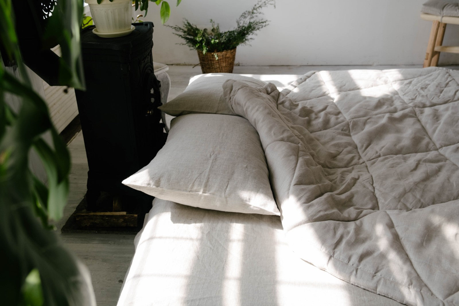 Hemp Linen Comforter Blanket "Diamond Stitching" Organic Hemp Fiber in Natural Undyed Linen Fabric Full Twin Queen King Custom size