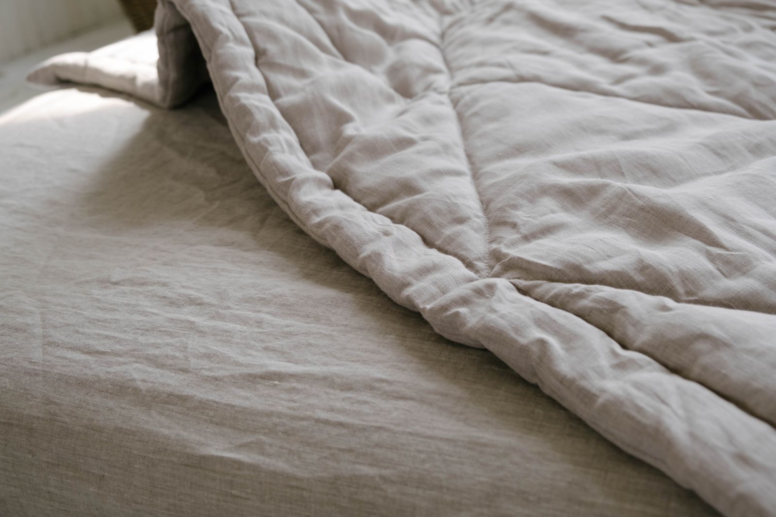 Hemp Linen Comforter Blanket "Diamond Stitching" Organic Hemp Fiber in Natural Undyed Linen Fabric Full Twin Queen King Custom size