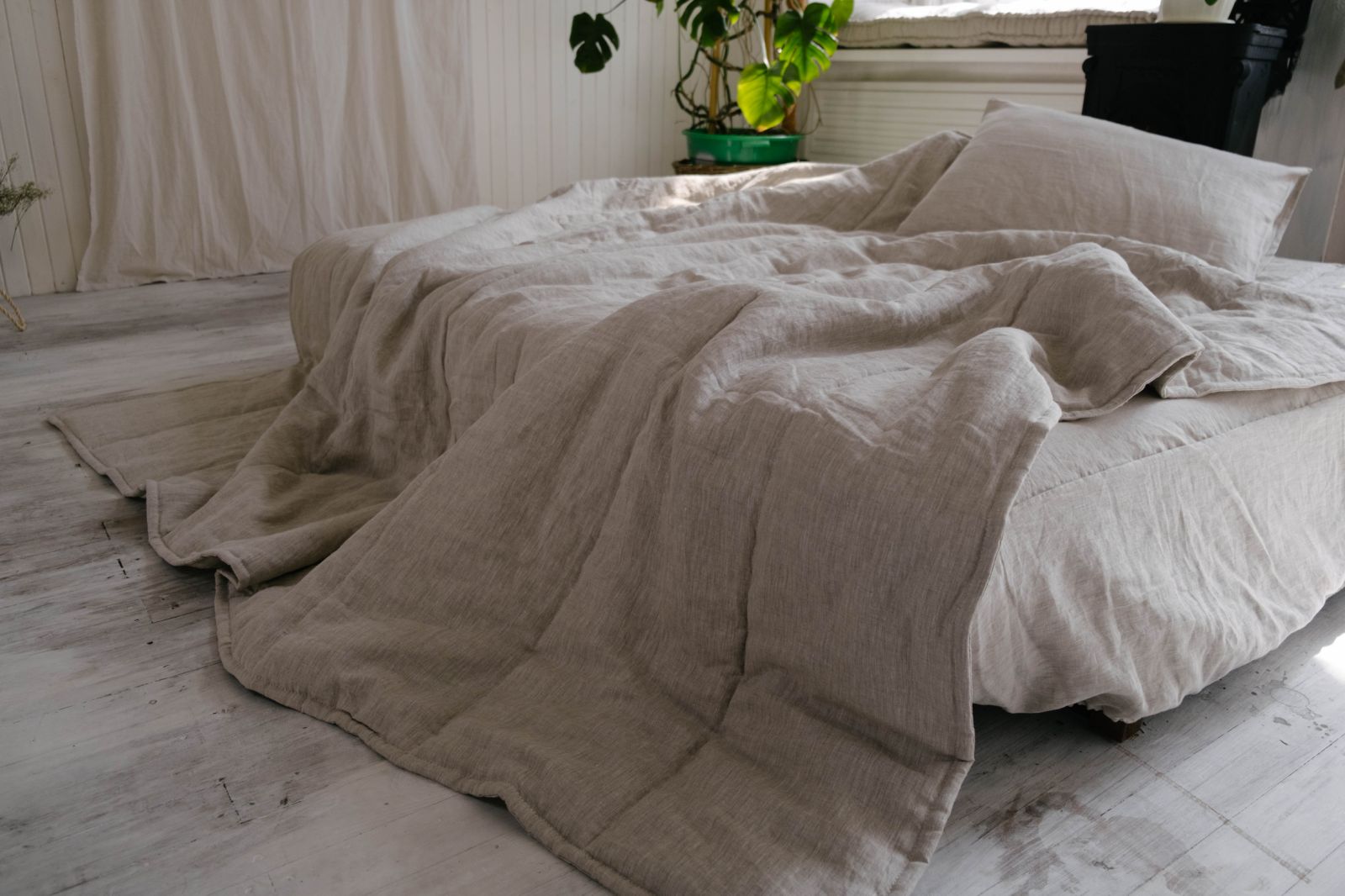 Natural Hemp Linen Blanket 55" x 81" (140x200 cm) filler organic Hemp fiber in linen not dyed fabric Custom size