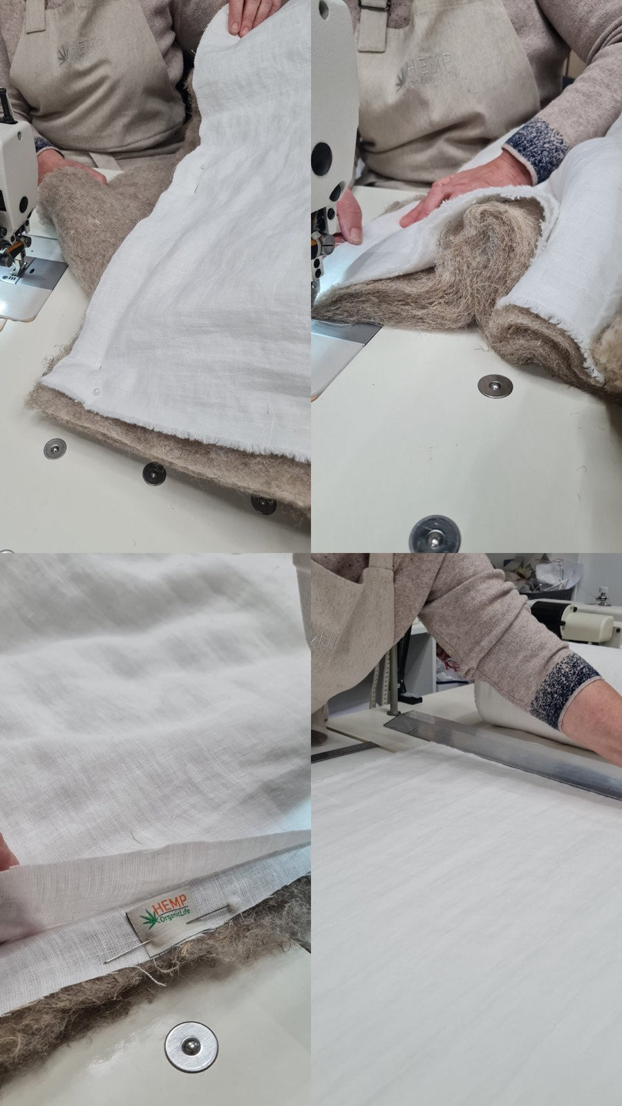 White Natural HEMP Linen blanket quilt in stripe- linen organic fabric + filler organic Hemp fiber - Full Queen King custom sizes