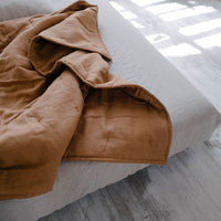 Soft Natural HEMP Linen blanket organic Hemp fiber filling in Natural Linen Fabric Full Twin Queen custom size cozy organic quilted blanket