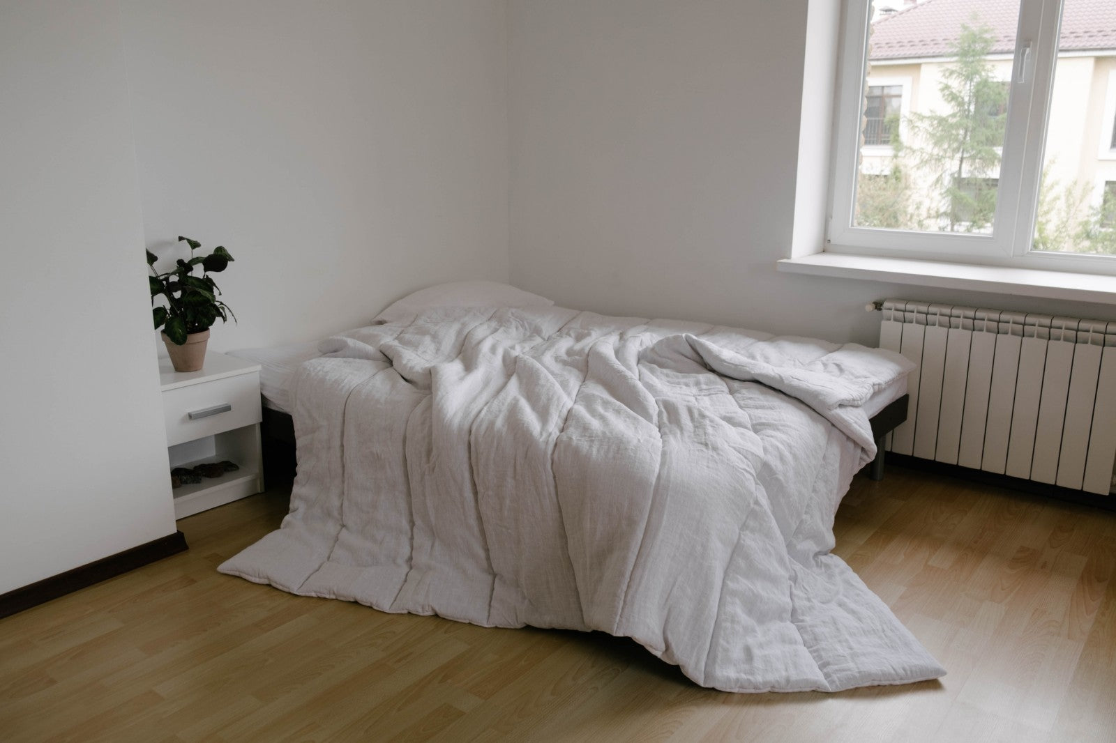 White Winter Organic HEMP + FLAX comforter  blanket duvet - natural linen fabric with filler organic Hemp fiber
