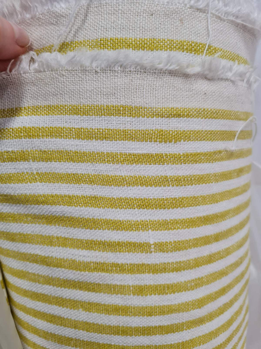 16" x 16" (40x40 cm) Hemp Custom made Window Mudroom Floor bench cushion "Lemon Stripes" filled organic hemp fiber in natural linen fabric
