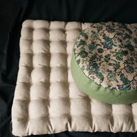 Zafu Linen floor cushion with Buckwheat hulls /Organic Meditation cushion/ pillow seat/Meditation pillow for Yoga studio