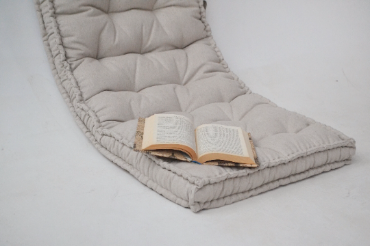 HEMP Linen Floor cushion with handles reading nook pillow Organic Hemp fiber filling in non-dyed Linen fabric custom made Meditation pillow