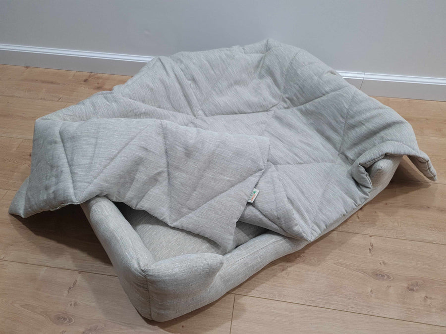 HEMP DOG blanket filled HEMP Fiber in natural linen fabric dog blanket personalised for bed dog mat