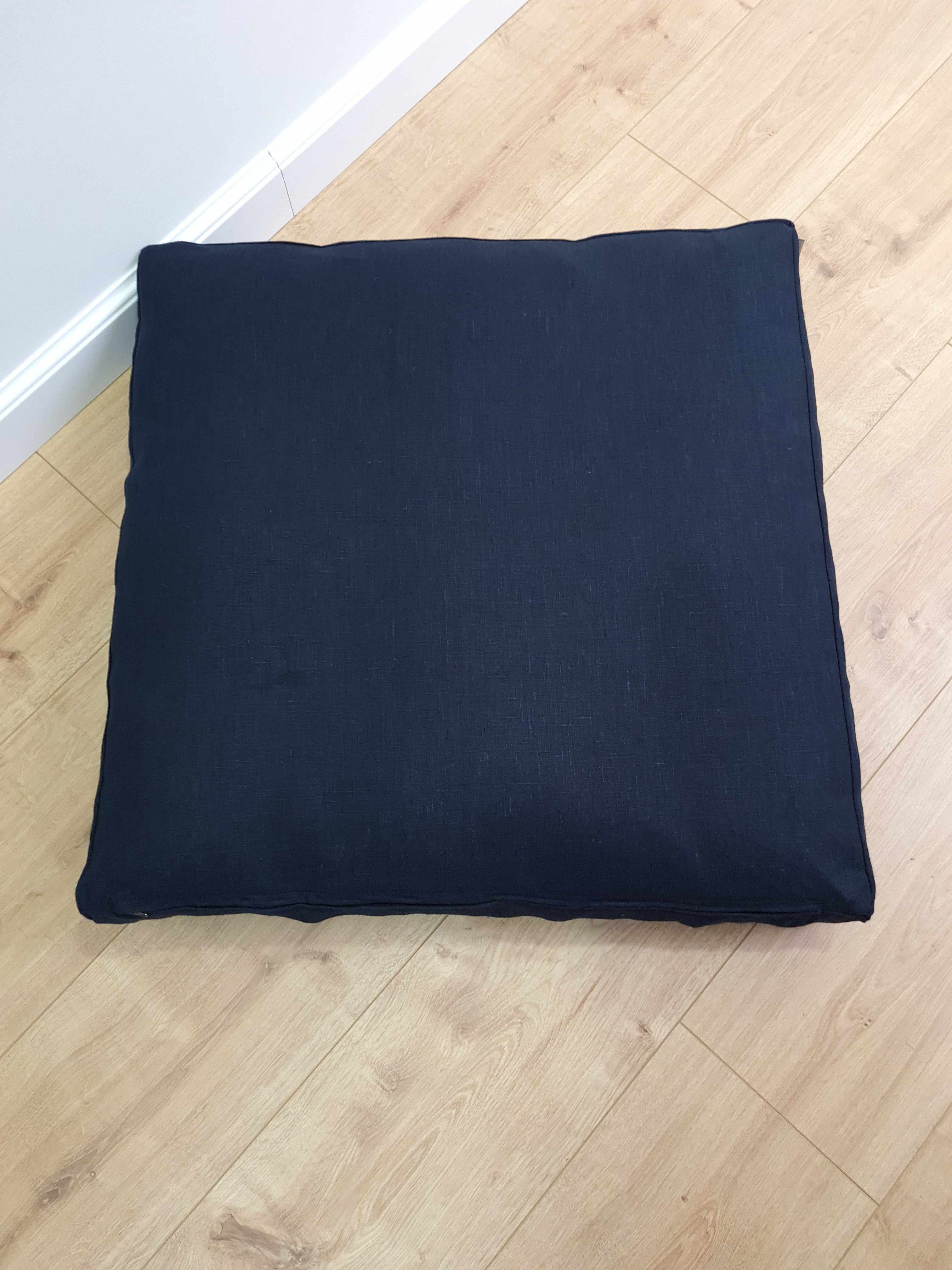 Special listing for David one 24" x 48" and one 32" x 48" hemp cushions with covers in dark blue linen with ties