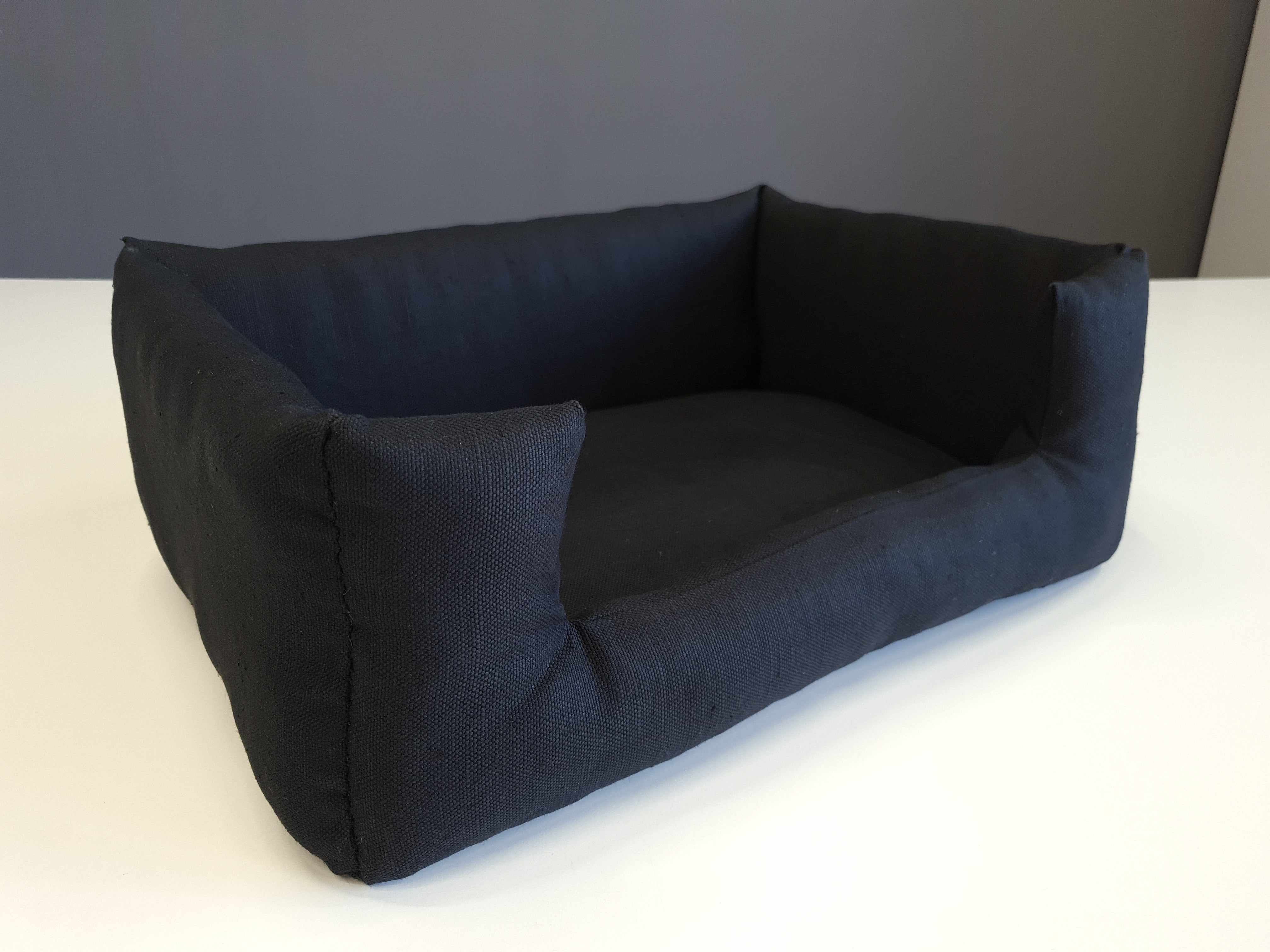 HEMP pet bed in natural black linen fabric filled organic HEMP Fiber - mat carpet - house for cats organic