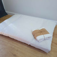 Hemp Linen pet mat pad mattress cushion with two removable White linen covers organic hemp fiber filler in white linen fabric