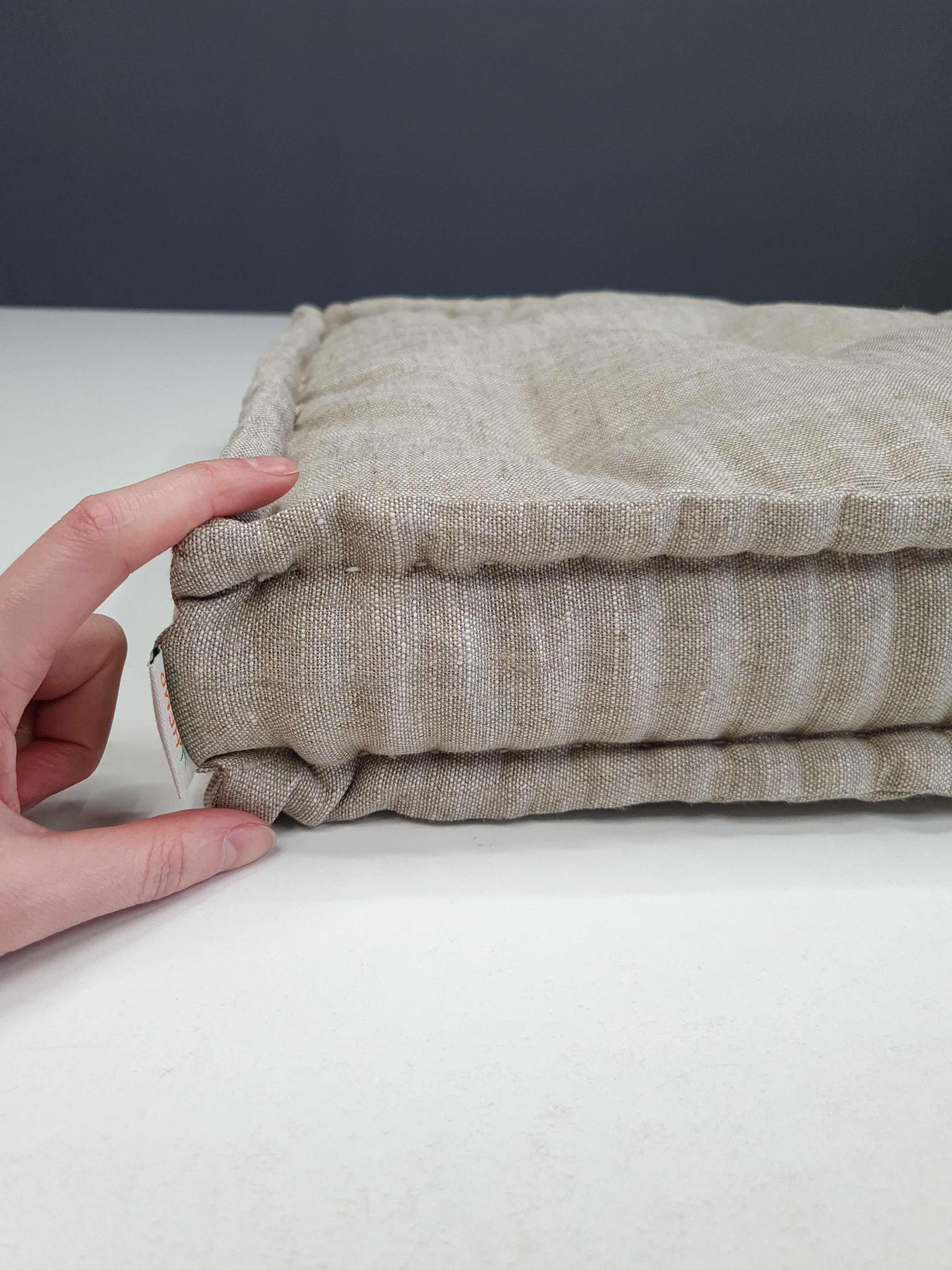 Special listing for Julie Jones one 19" x 68" x 3" hemp cushion in natural undyed linen fabric in grey shade