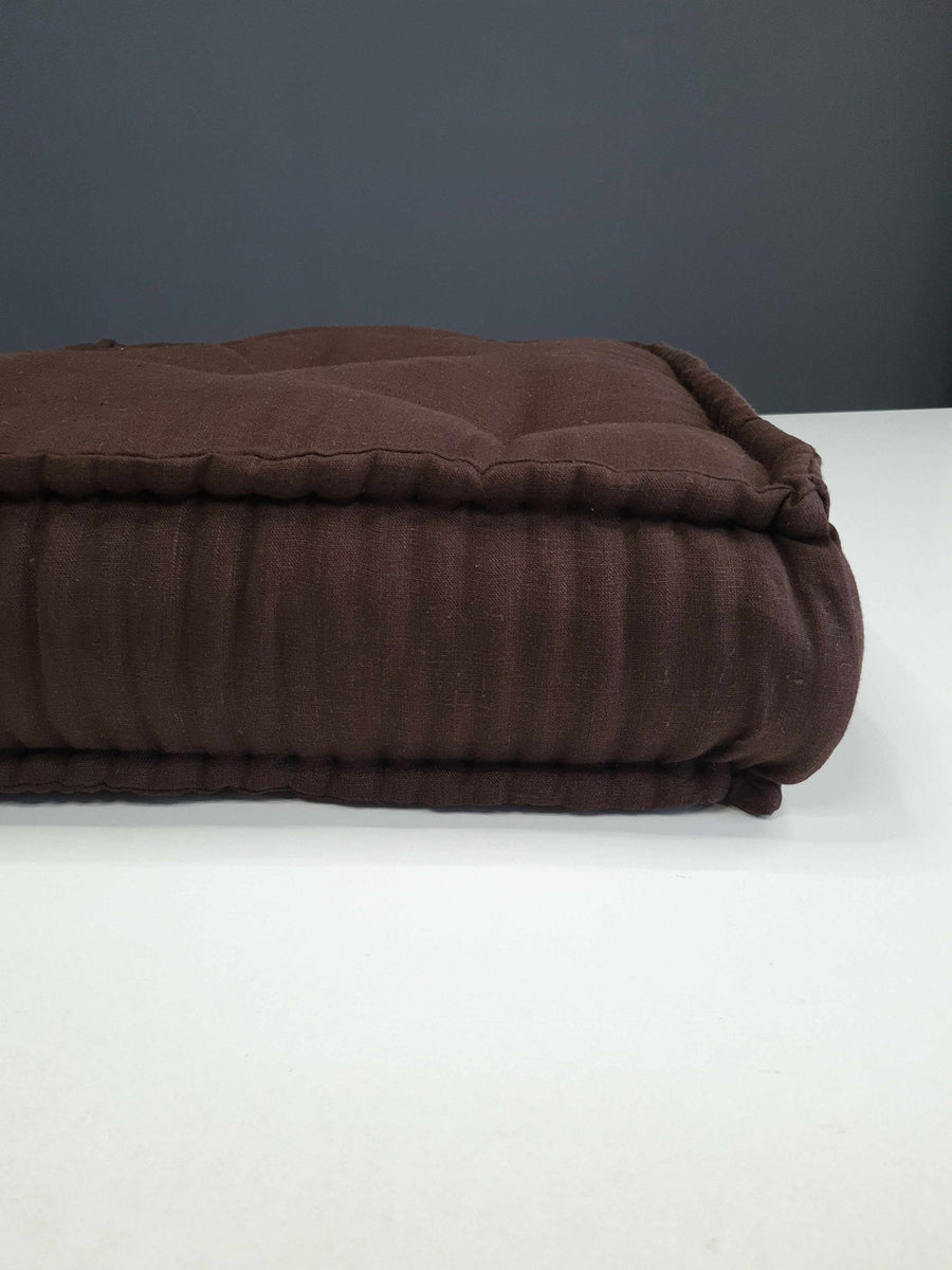 Hemp & Linen Floor cushion 6" thick with organic hemp fiber filling in natural linen fabric /floor pillow Pillow seat/Meditation Yoga