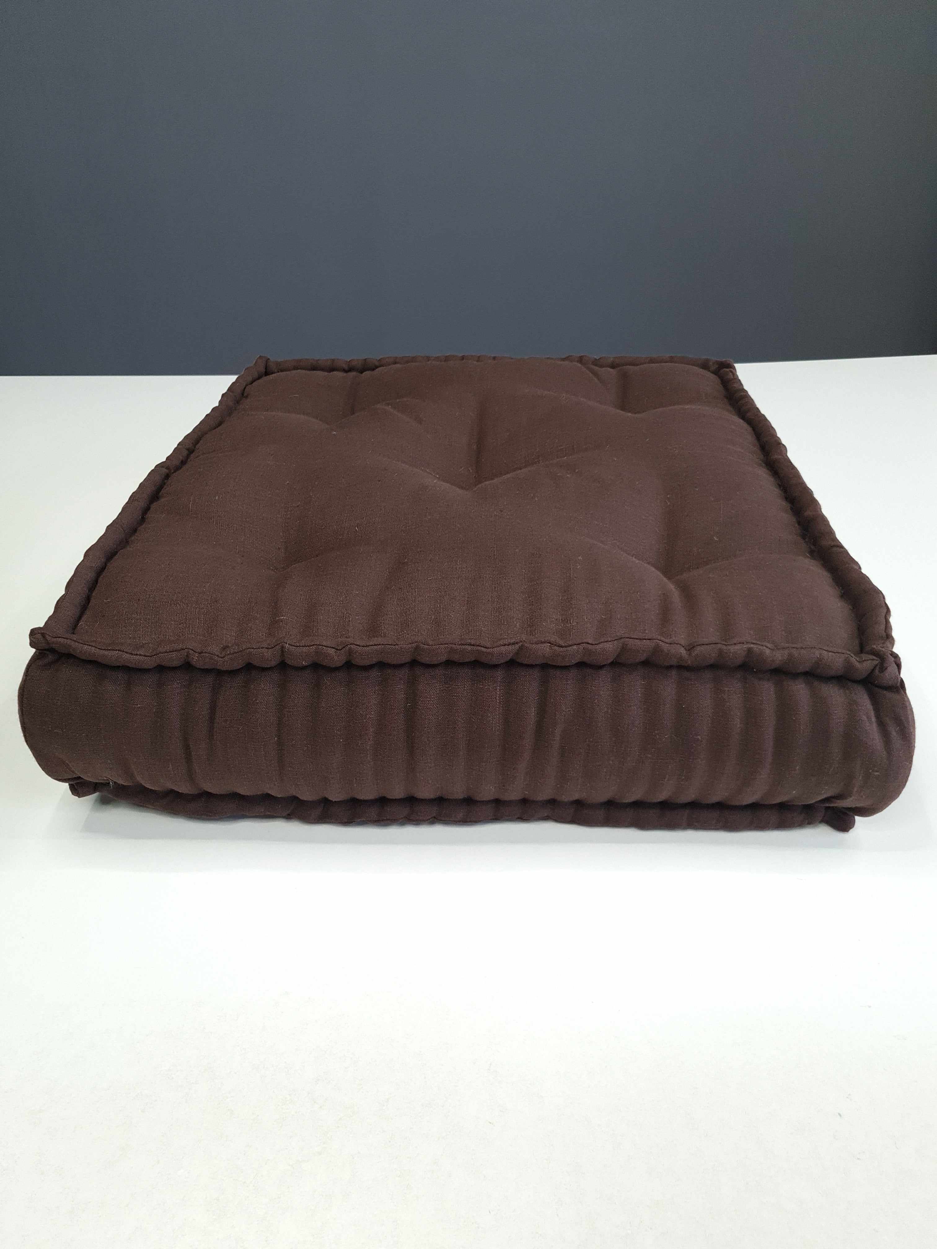 Hemp & Linen Floor cushion 6" thick with organic hemp fiber filling in natural linen fabric /floor pillow Pillow seat/Meditation Yoga