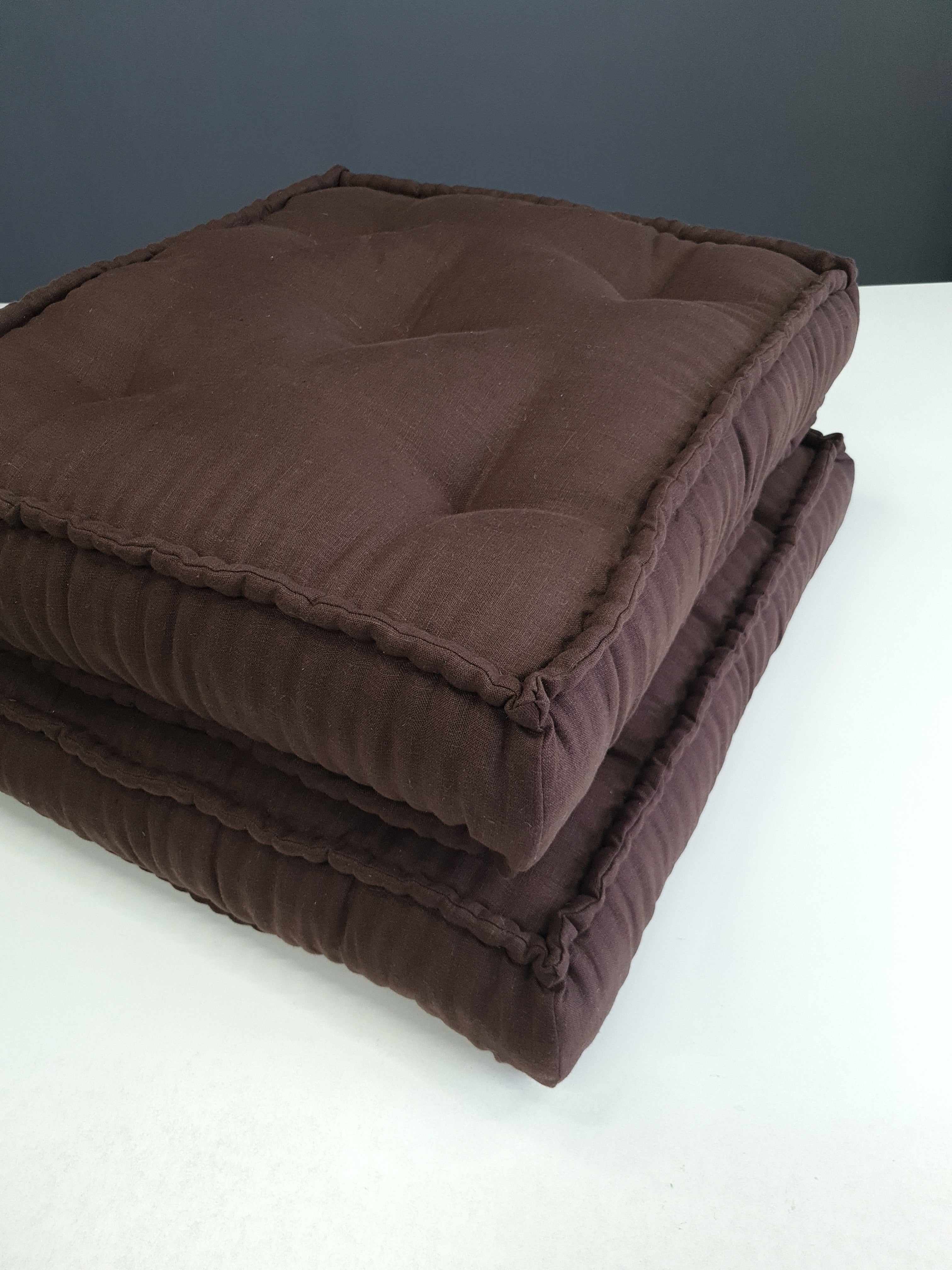 Hemp & Linen Floor cushion 6" thick with organic hemp fiber filling in natural linen fabric /floor pillow Pillow seat/Meditation Yoga