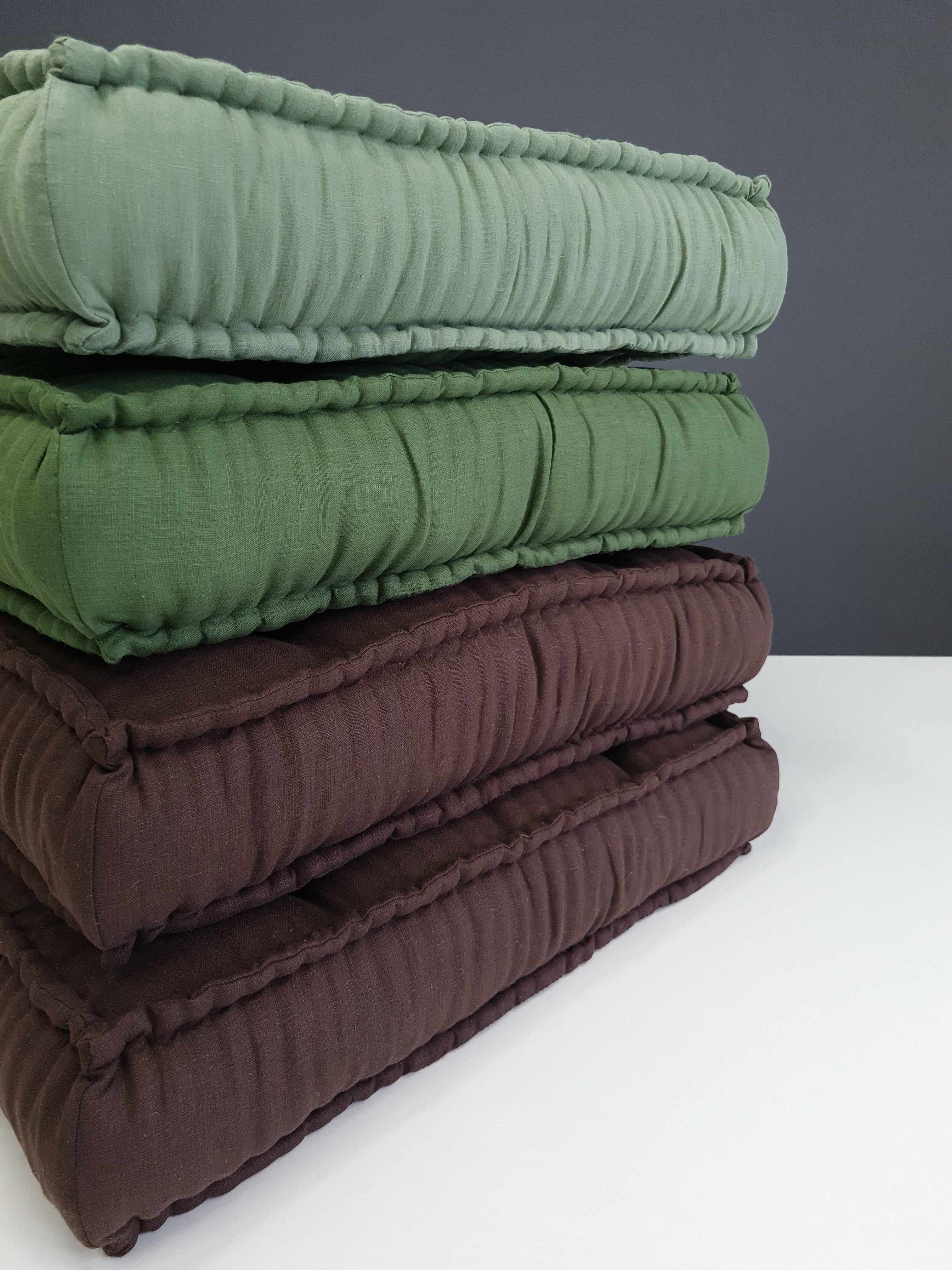 Hemp & Linen Floor cushion 6" thick with organic hemp fiber filling in natural linen fabric /floor pillow Pillow seat/Meditation Yoga