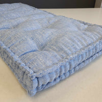 Hemp Custom madeWindow Mudroom Floor bench cushion filled organic hemp fiber in natural light blue linen fabric unique all natural pillow