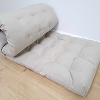 Hemp Linen cushion mat with organic hemp fiber filling in natural non dyed linen fabric window bench cushion custom made