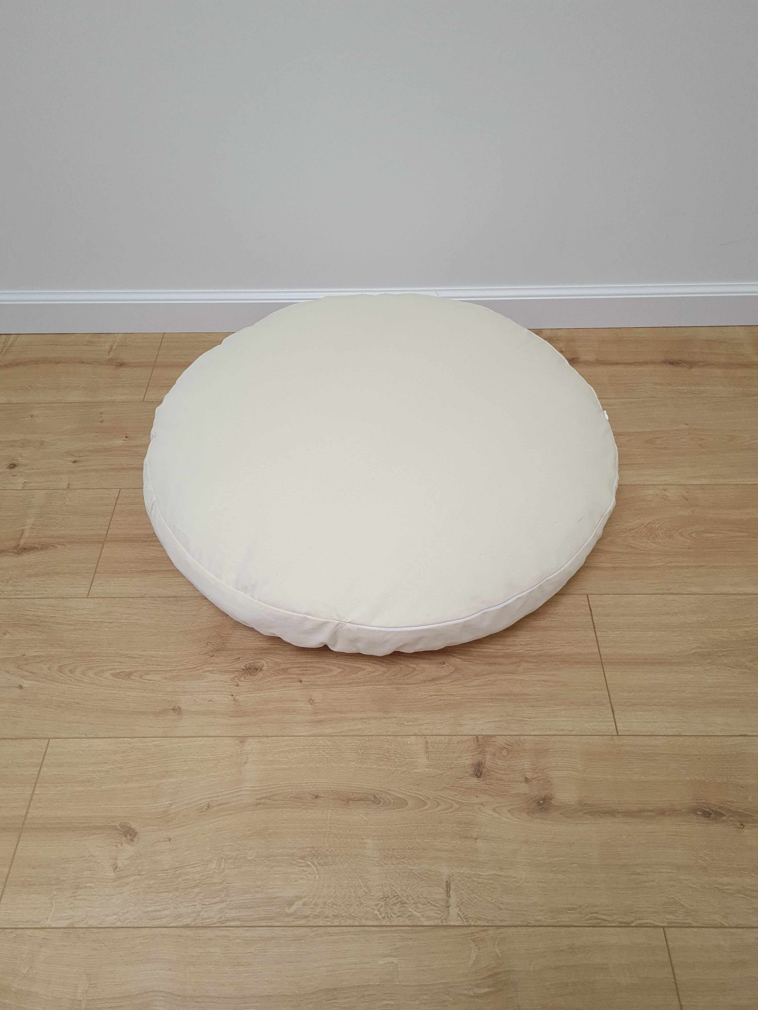Round Hemp cotton cushion with removable cover Hemp fiber filling in cotton fabric with cotton non-dyed cover Floor cushion custom made size