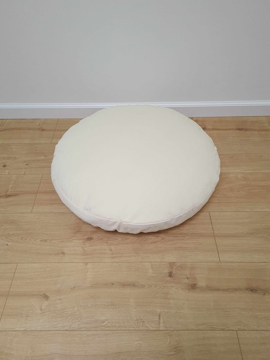 Round Hemp cotton cushion with removable cover Hemp fiber filling in cotton fabric with cotton non-dyed cover Floor cushion custom made size