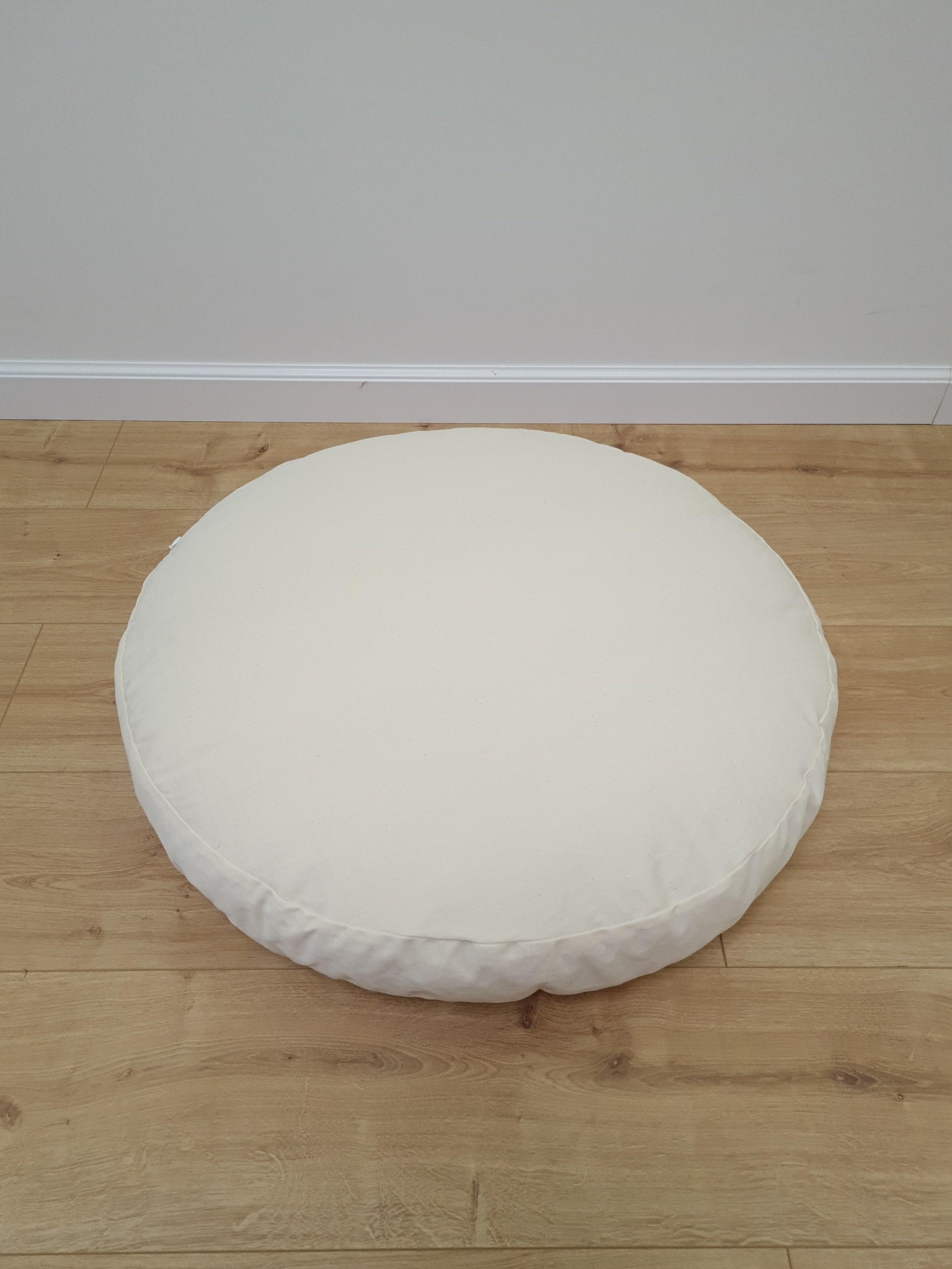Round Hemp cotton cushion with removable cover Hemp fiber filling in cotton fabric with cotton non-dyed cover Floor cushion custom made size