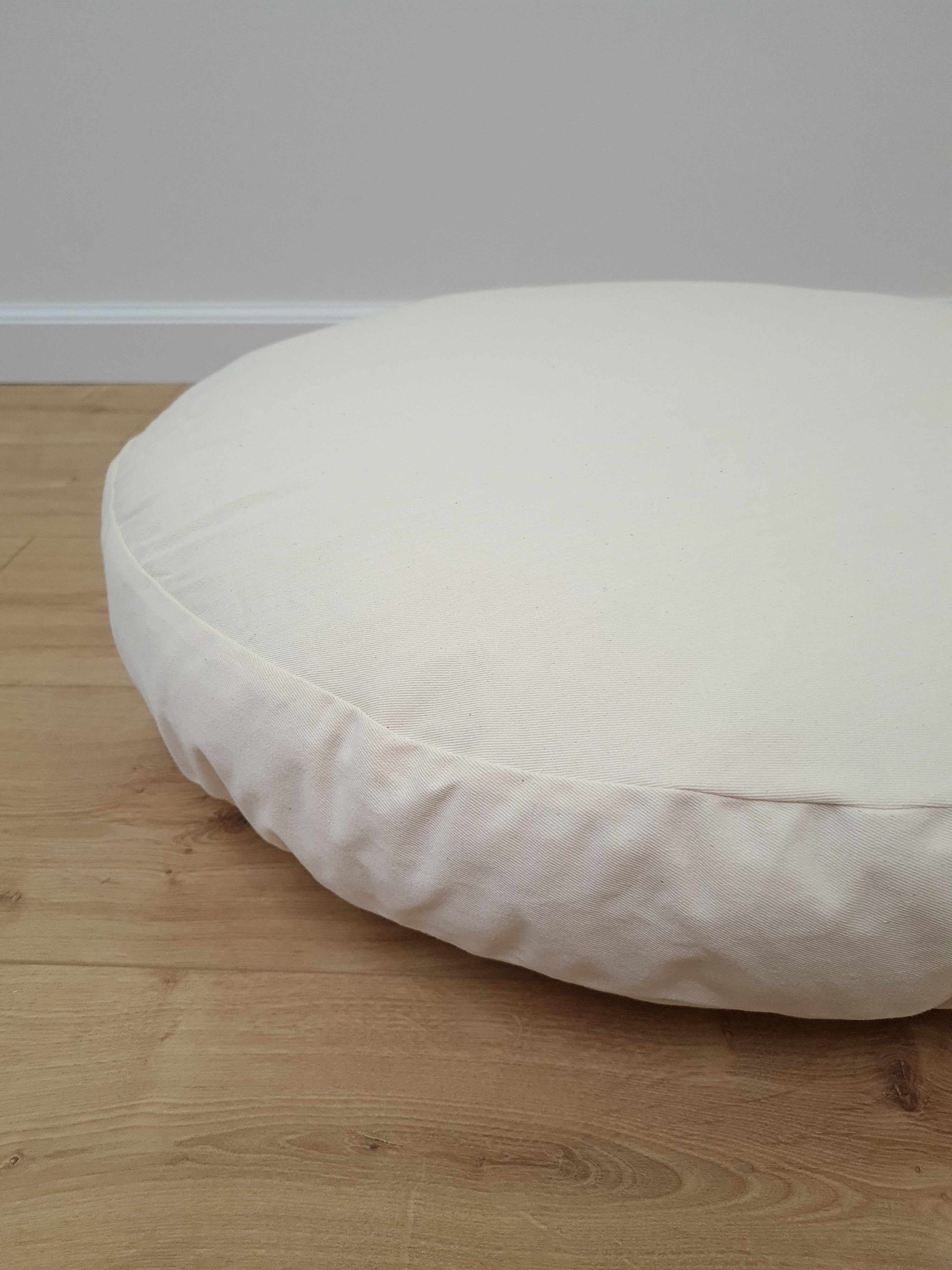 Round Hemp cotton cushion with removable cover Hemp fiber filling in cotton fabric with cotton non-dyed cover Floor cushion custom made size