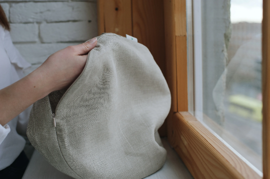 Linen natural grey non-dyed cover for Zafu with zipper / linen floor cushion Without Filler