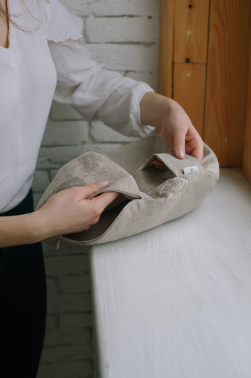 Linen natural grey non-dyed cover for Zafu with zipper / linen floor cushion Without Filler